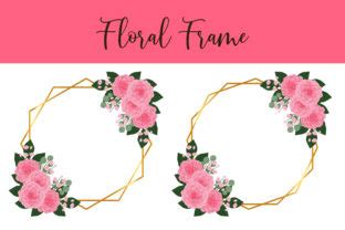 Floral Frame Invitation Pink Camellia Graphic By Dender Studio