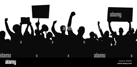 Protesters Enraged Crowd Of People Silhouette Stock Vector Image And Art