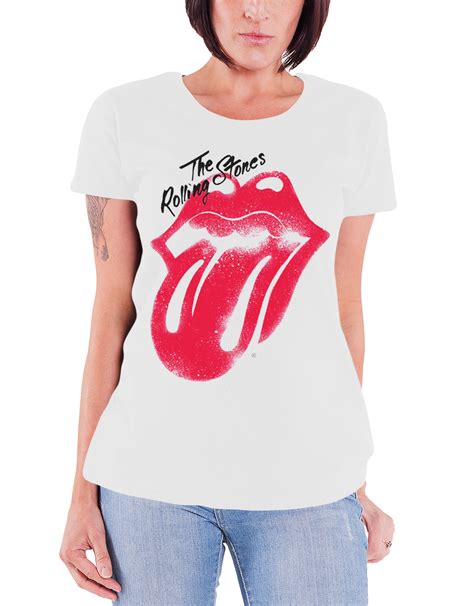 The Rolling Stones T Shirt Womens Tongue Band Logo New Official Skinny Fit Ebay