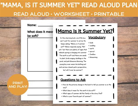 Mama Is It Summer Yet Read Aloud Lesson Summer Read Aloud Plan Summer Themed Lesson Plan