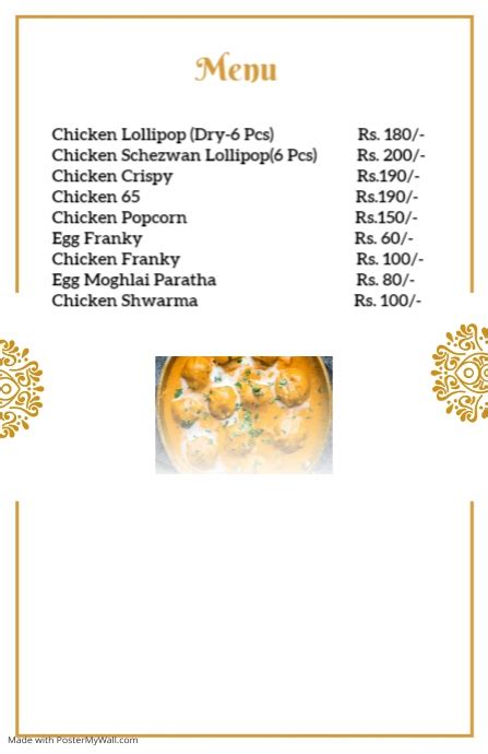 Copy Of Copy Of Indian Main Course Menu Template Postermywall