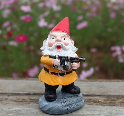 Showfeicat Fun Garden Gnome With Gun Military Gnome Fighting Outdoor