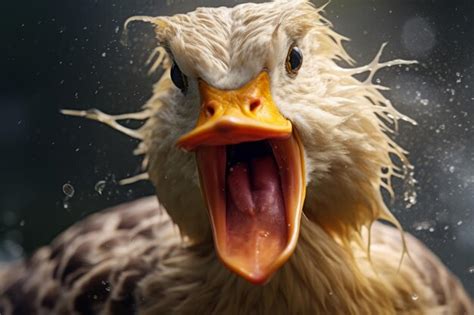 Premium AI Image | Aggressive duck attacks Close up portrait shot of ...