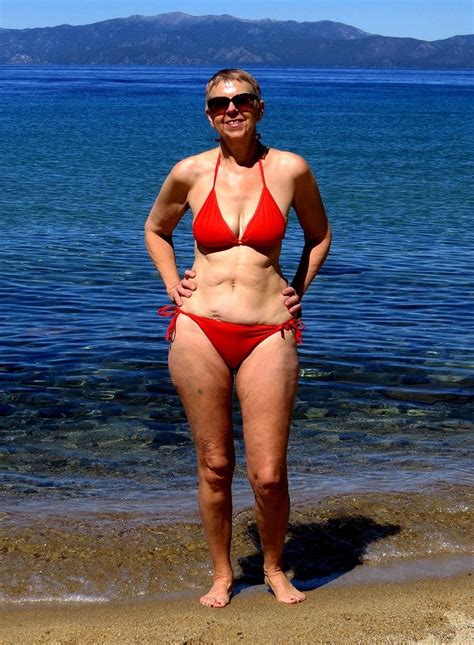 Red Bikini Wife Blue Lake Tahoe Red Bikini Bikinis Blue Lake