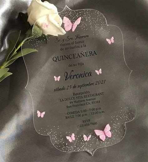 Buy KKaylee Quinceanera Acrylic Invitations Butterfly Pink Acrylic