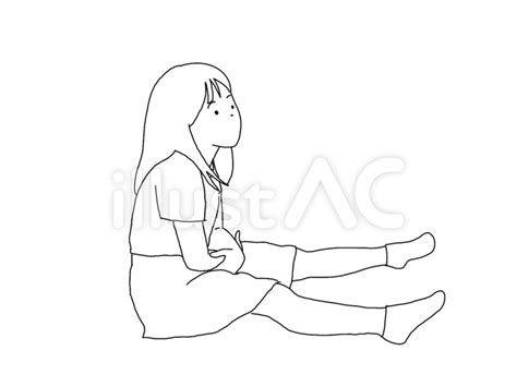 足を伸ばして床に座る女の子イラスト No 22552891｜無料イラスト・フリー素材なら「イラストac」