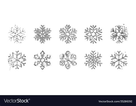 Set Snowflakes Royalty Free Vector Image VectorStock