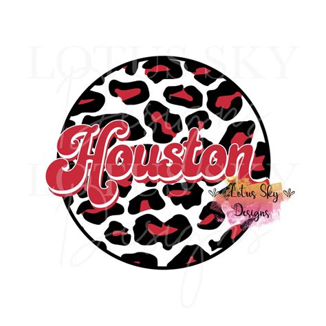 Houston Retro Leopard Print Circle Instant Download Svg And Png Files