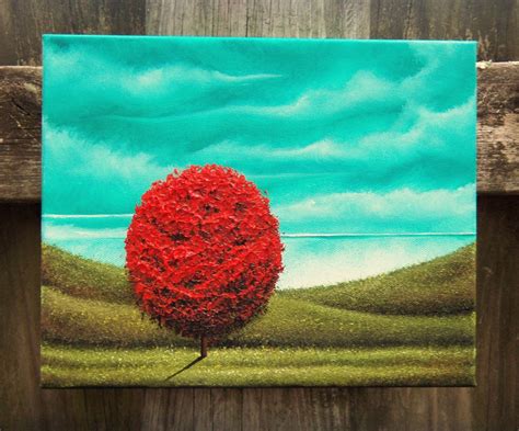 Bing Art by Rachel Bingaman: Original Landscape Painting, Red Tree Wall Decor, Oil Painting ...