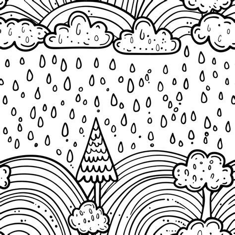 Premium Photo A Black And White Drawing Of A Mountain With Rain And