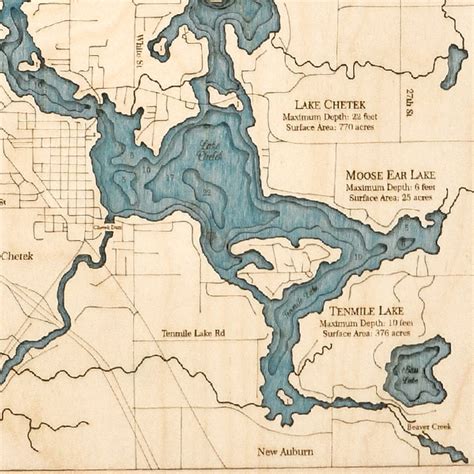 Chetek Chain Of Lakes 4 Level Nautical Chart Wall Art 16”x 20” Sea And Soul Charts