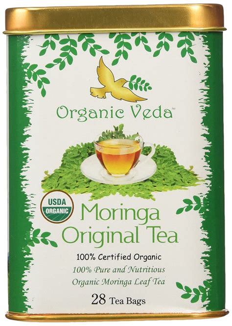 Organic Veda Moringa Tea Bags Pure Non Gmo Caffeine Free Usda