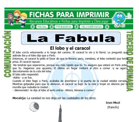 Ejemplo De Fabula Para Tercero De Primaria Fichas Para Imprimir