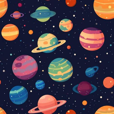 Premium Ai Image Space Planets Universe Seamless Pattern