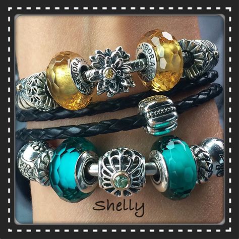 Colorful Pandora Bracelet With Teal And Ochre Muranos