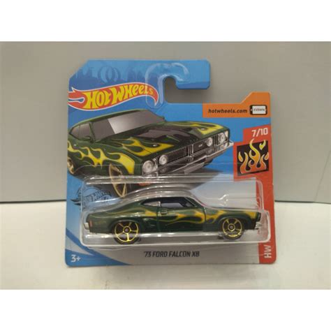 FORD FALCON 1973 XB GREEN 7 10 FLAMES 1 64 HOT WHEELS BCN STOCK CARS