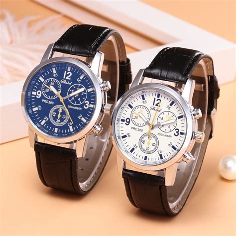 Quartz Watch Mens Wristwatches Blue Ray Glass Sim Vicedeal