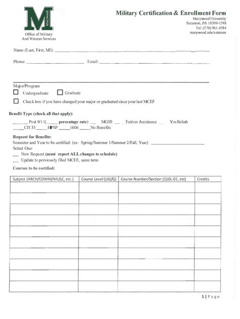 Fillable Online Military Certification And Enrollment Form Fax Email