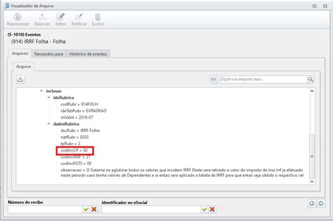 eSocial Erro no evento S 1200 987 Rubrica possui código de