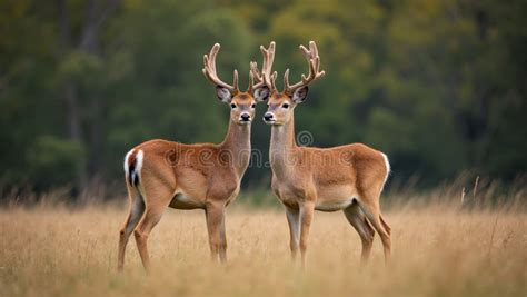 Two Deer In A Clearing Showcasing Companionship And Connection In