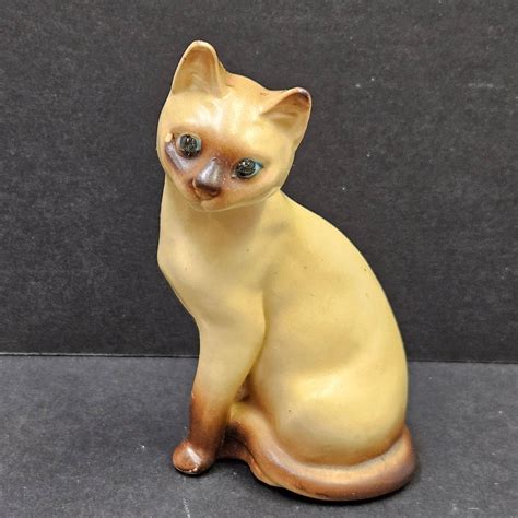 Vintage Ceramic Kitty Cat Figurine Siamese Japan