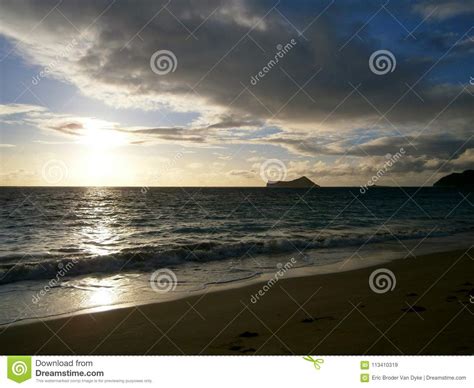 Early Morning Sunrise on Waimanalo Beach Stock Image - Image of coast ...