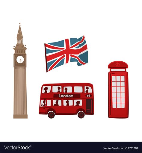 British symbols icon set Royalty Free Vector Image