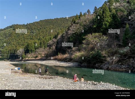 Visitors To The Natural Onsen Hot Springs Along The Kumano Kodo Ancient Pilgrimage Route Near