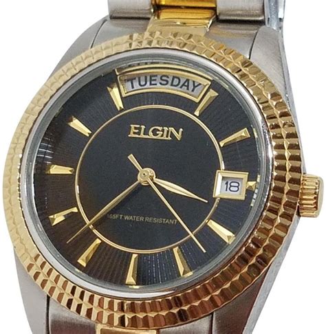 elgin blue gold silver vintage dial  tone bracelet band