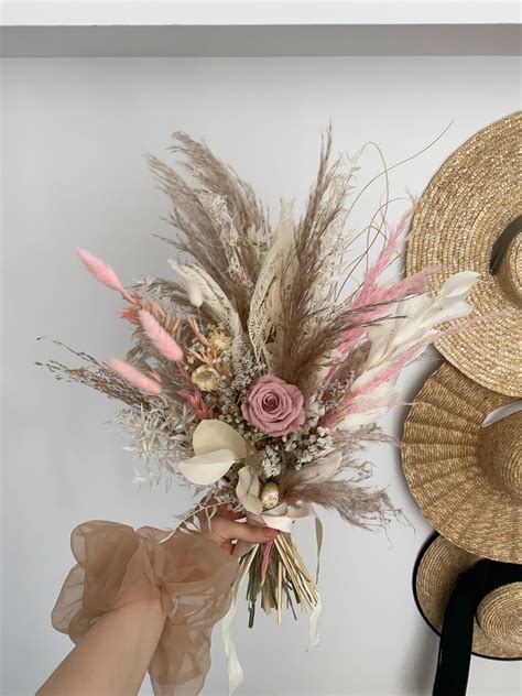 Fern Bouquet Pampas Grass Bouquet Bridal Bouquet Pink Boho Bouquet