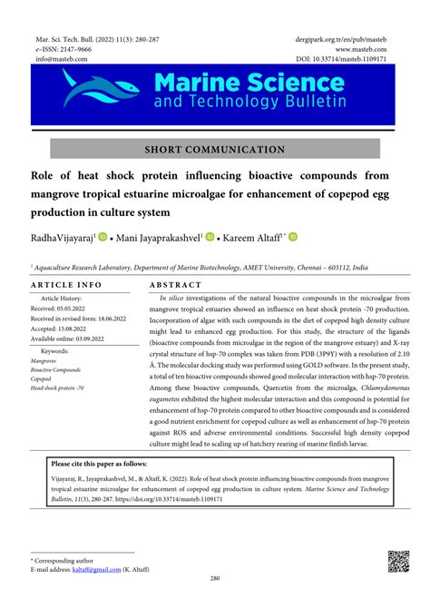 PDF Role Of Heat Shock Protein Influencing Bioactive Compounds From