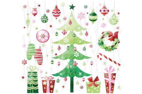 Watercolor Christmas Ornament Set By Yenzarthaut Thehungryjpeg