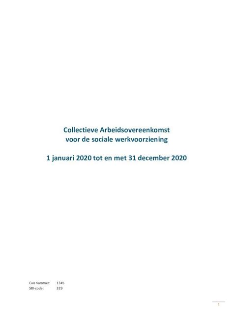 Pdf Collectieve Arbeidsovereenkomst Voor De Sociale Hoofdstuk