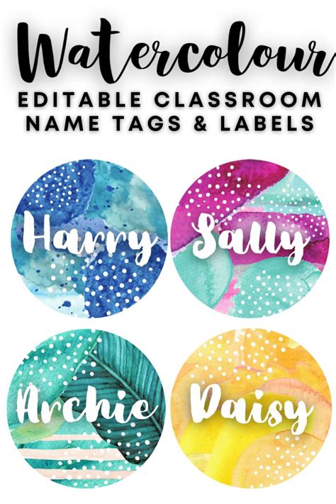 Watercolour Circular Classroom Name Tags And Labels Editable