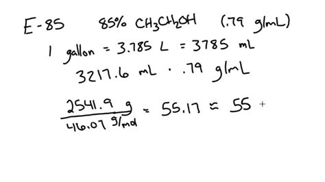 SOLVED Ethanol In Fuel E 85 Is An Alternative Fuel For Automobiles And