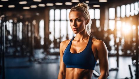 Premium AI Image Gym Elegance Blonde Beauty Poses For The Camera