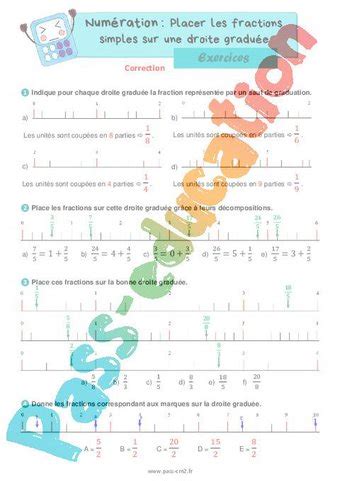 Placer Les Fractions Simples Sur Une Droite Gradu E Exercices De