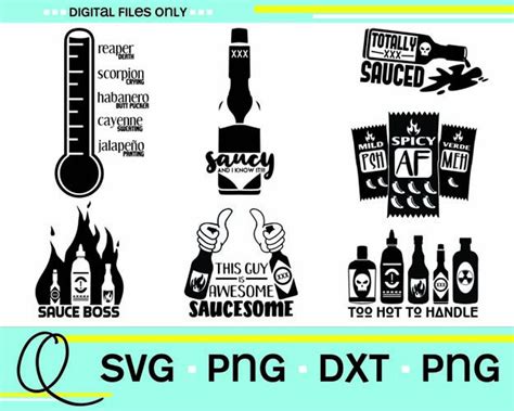 Hot Sauce Svg Bundle Spice Svg Saucesome Hot Ones Pepper Svg Etsy