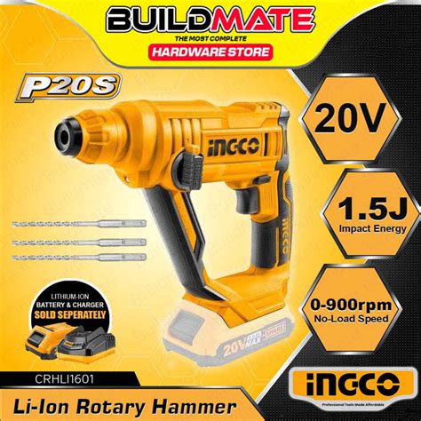 Ingco Cordless Rotary Hammer 20v Crhli1601 Powershare Free Tapemeasur