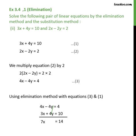 Ex 3 4 1 Solve By Elimination And Substitution I X Y 5 2x 3y