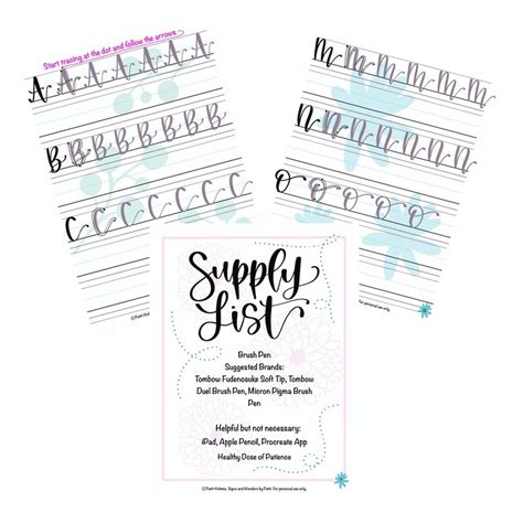 Art of Lettering, Script Lettering Practice Sheets, UPPER CASE Letters ...