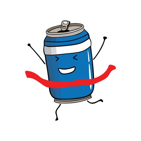 Cute Soda Can Champion Mascot Character Vector Illustration Color