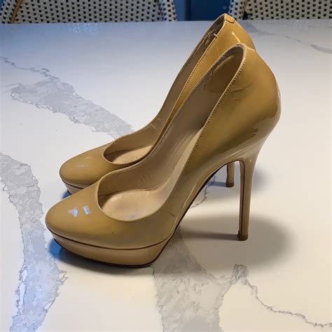 Jimmy Choo Platform Nude Patent Leather Heels Gem