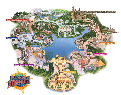 Islands Of Adventure Theme Park Map