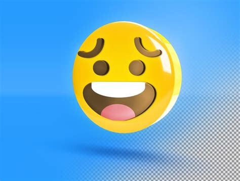 Premium Psd Circular 3d Emoji With Awkward Smile