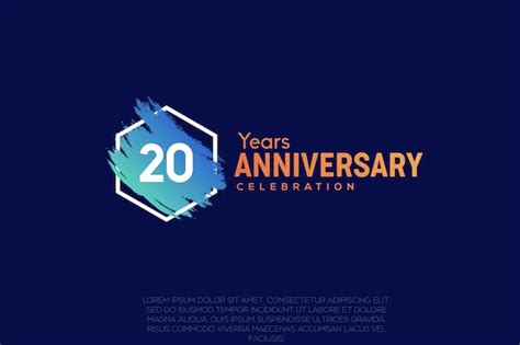 Premium Vector 20 Years Anniversary Celebration Design With Blue Brush And Orange Colour