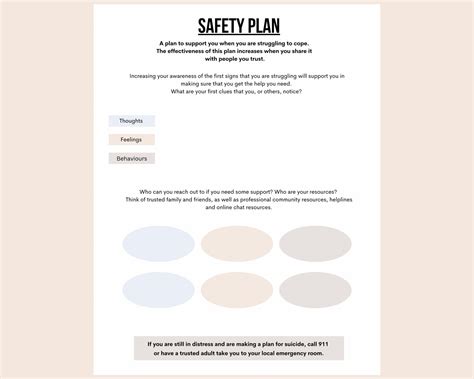 Safety Plan for Adults / Therapy Worksheet / Resources / Suicide