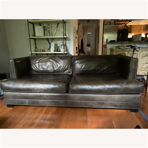 Restoration Hardware Leather Easton Sofa And Ottoman Aptdeco