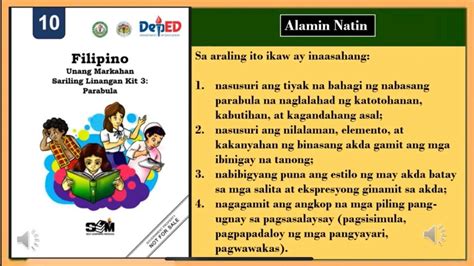 Melc Filipino 10 Unang Markahan Modyul 3 Parabula Pilipinong