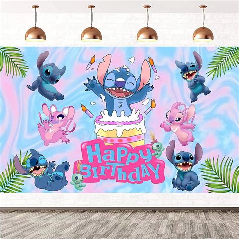 Disney Lilo Stitch Party Backdrops Children S Happy Birthday Decoration